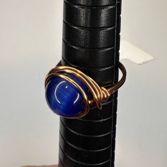 Blue cat eye ring handmade wire wrap - Picture 1 of 5